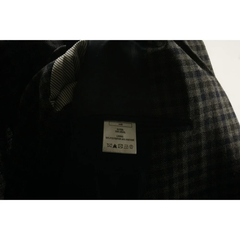 Byron Slim Unstructured Hopsack Wool Sport Coat Men's 44R Gray Blue Green Check